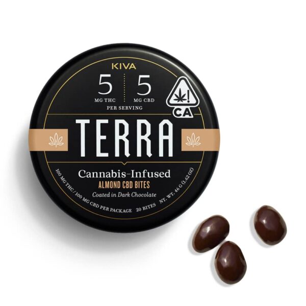 buy Kiva CBD Almond Dark Chocolate Terra Bites 1:1 online